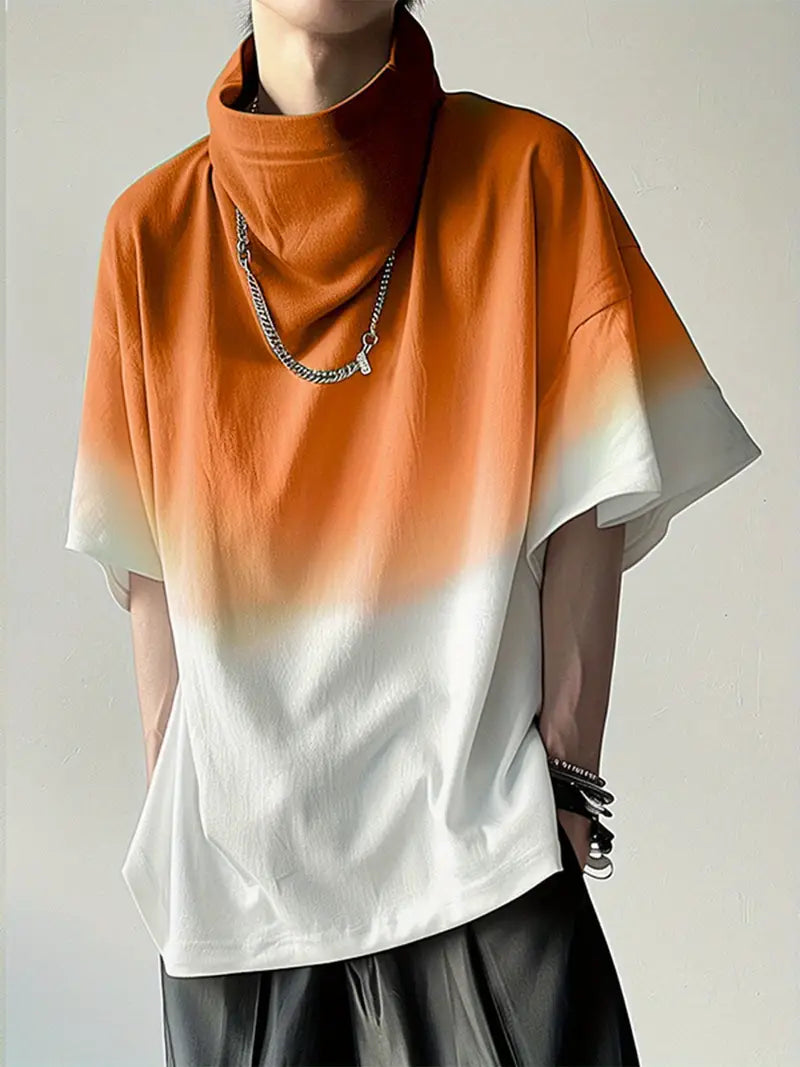 George - Casual Gradient Waterfall Neck T-shirt til mænd