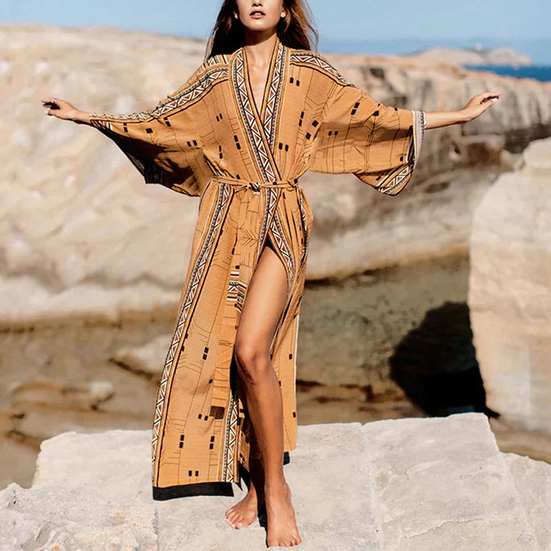 ELIZABETH - Trykt boho-kimono til stranden