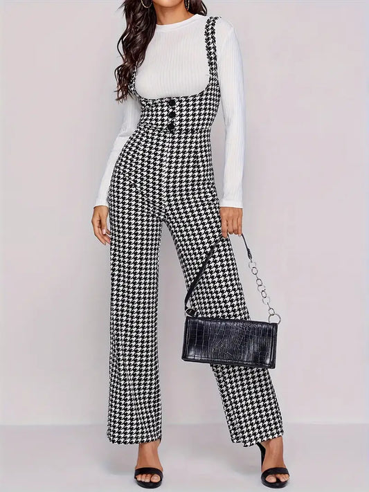 Phoebe - Elegant jumpsuit med houndstooth-mønster