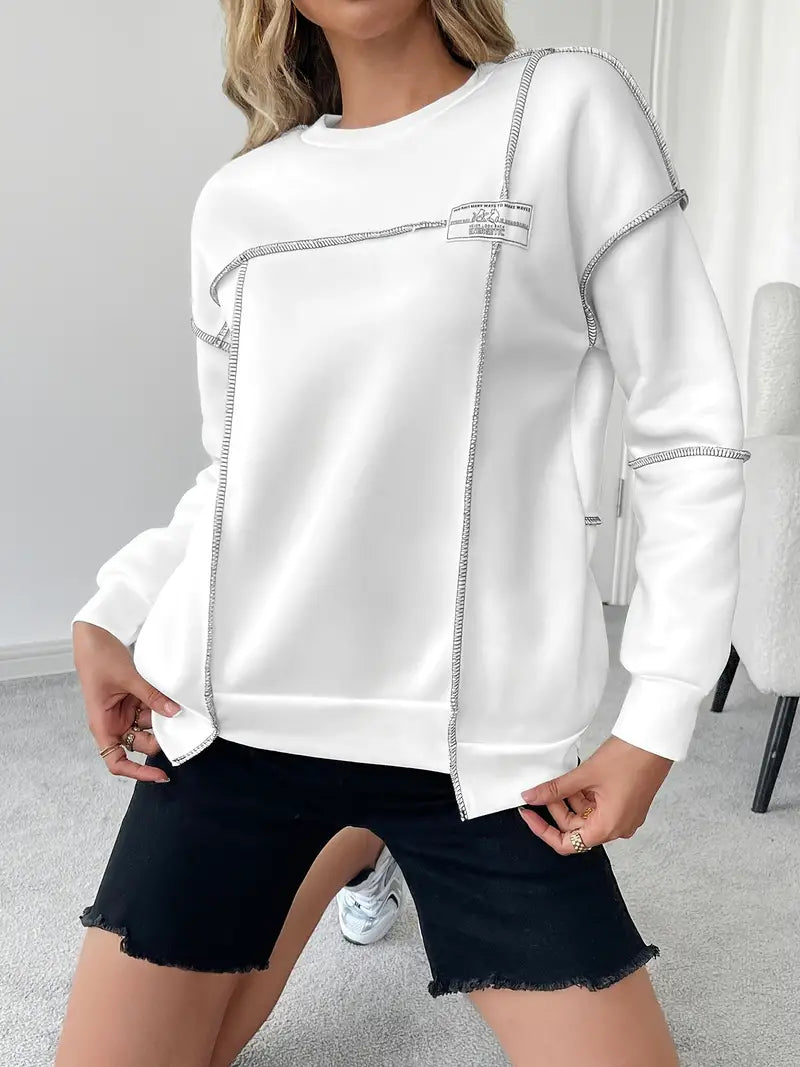 Isabella - Asymmetrisk ribstrikket sweatshirt