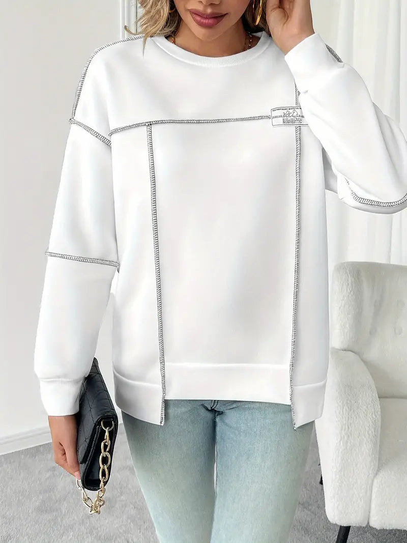 Isabella - Asymmetrisk ribstrikket sweatshirt