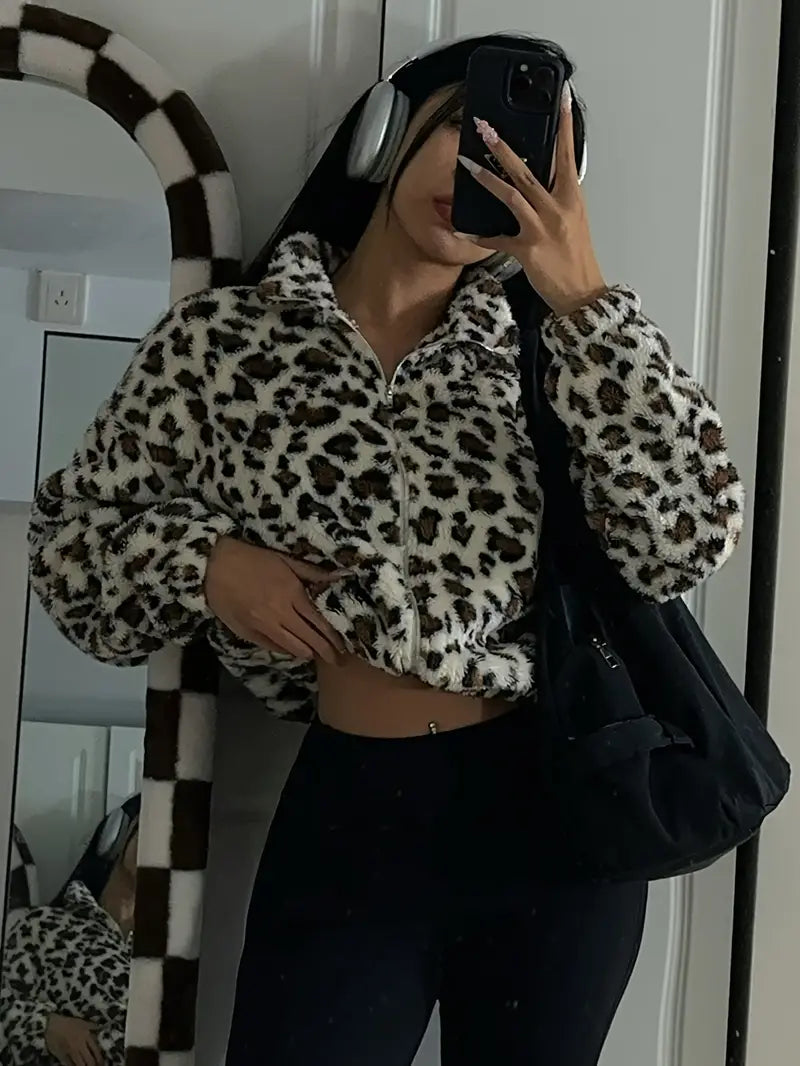 Elena - Vinterjakke med leopardprint