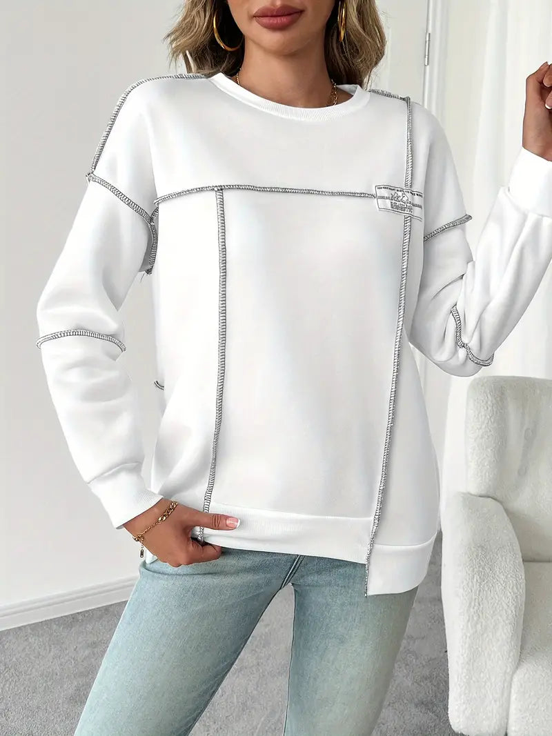 Isabella - Asymmetrisk ribstrikket sweatshirt