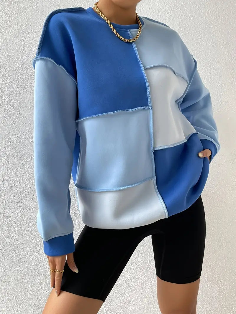 Briar - Langærmet sweatshirt med farveblokdesign