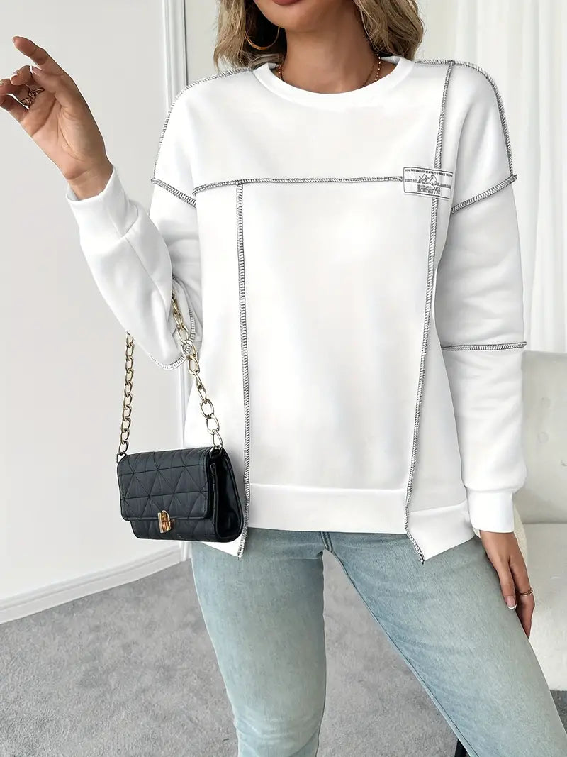 Isabella - Asymmetrisk ribstrikket sweatshirt