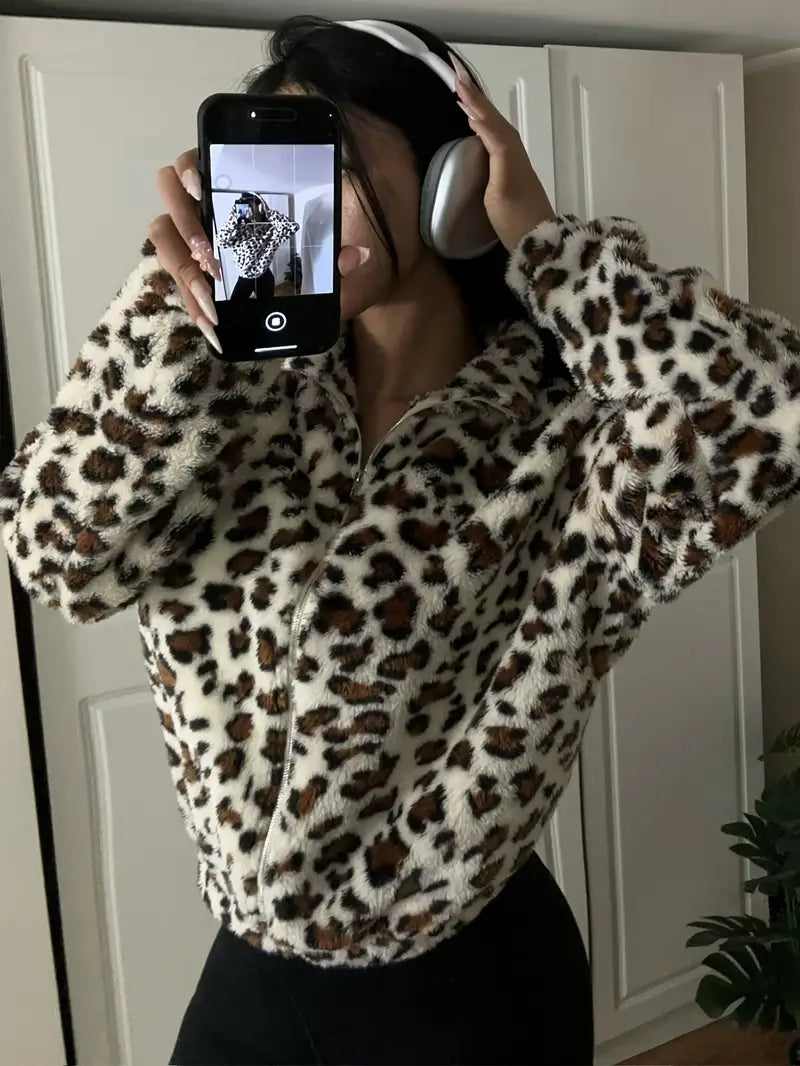 Elena - Vinterjakke med leopardprint